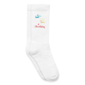 Sea, sun & Chocolatine - Sud-ouest - Pays-basque - Chaussettes de tennis bio enfant - blanc - Droite