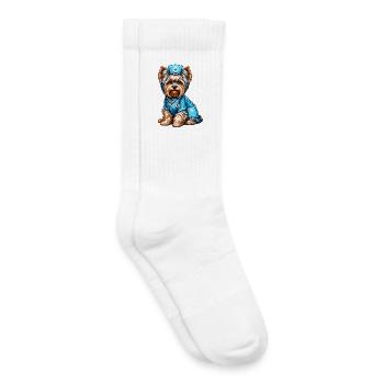 Infirmière Yorkshire Terrier - Chaussettes de tennis bio enfant - blanc - Droite