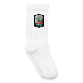 Port de Hambourg et ses navires - Chaussettes de tennis bio enfant - blanc - Droite