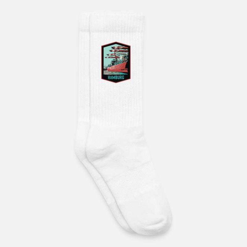 Hamburger Hafen und seine Schiffe - Kinder Tennissocken - Weiß