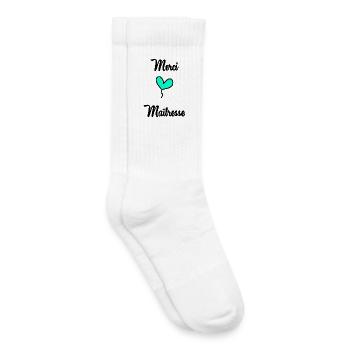 MERCI. THANKS. THANK YOU. ANNIVERSAIRE. NAISSANCE. - Chaussettes de tennis bio enfant - blanc - Droite