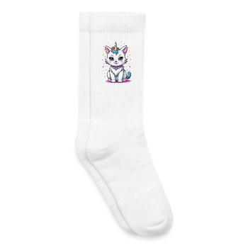 Licorne chat mignon - Chaussettes de tennis bio enfant - blanc - Droite
