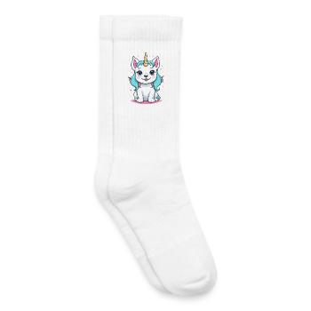 Chien Licorne Kawaii - Chaussettes de tennis bio enfant - blanc - Droite