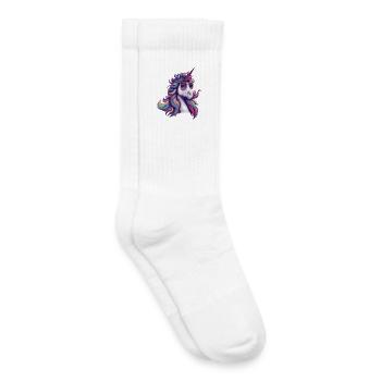 Licorne cool avec lunettes de soleil Couleurs arc-en-ciel - Chaussettes de tennis bio enfant - blanc - Droite