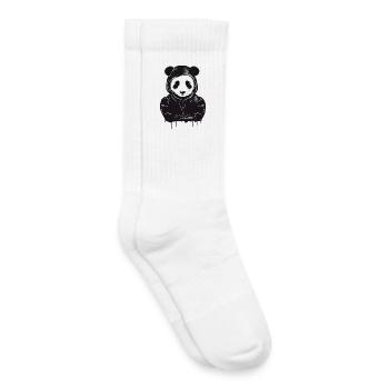 witziger Panda Bär Kopf mit Hoodie Kapuze - Kinder Tennissocken - Weiß - Rechts