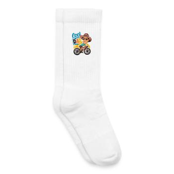 Cool papa cyclisme illustration - Chaussettes de tennis bio enfant - blanc - Droite