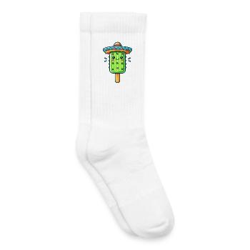funny cactus ice cream motif with colorful sombrero - Kids Tennis Socks - white - Right