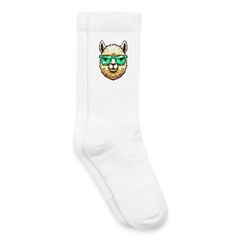 Alpaga avec lunettes de soleil - Chaussettes de tennis bio enfant - blanc - Droite