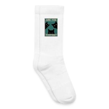 black fat cat fat are you pooping - Kids Tennis Socks - white - Right