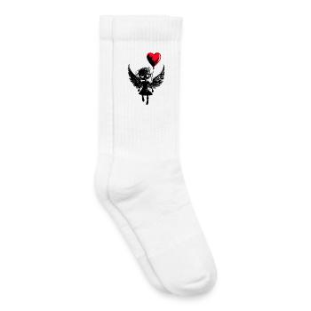 Angel with Heart Balloon - Heartful Creatures - Kids Tennis Socks - white - Right