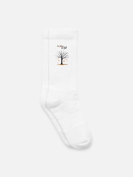 Bald Tree "Autumn in Love" Humor - Kids Tennis Socks - white