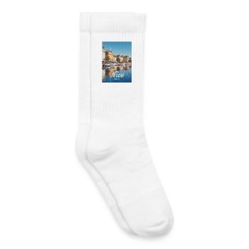 Beau port de Nice - Chaussettes de tennis bio enfant - blanc - Droite