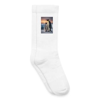 Pinguin mit Jungtier auf Eisscholle am Südpol - Kinder Tennissocken - Weiß - Rechts