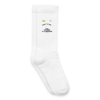 Art Naïf Hyères Loup Bergerie Plage - Chaussettes de tennis bio enfant - blanc - Droite