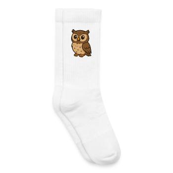 Hibou de dessin animé mignon - Wise Forest Friend pour les enfants - Chaussettes de tennis bio enfant - blanc - Droite