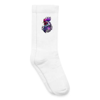 Rooster colorful in tattoo style - Kids Tennis Socks - white - Right