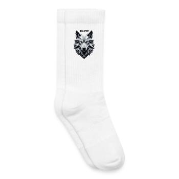 Geometrischer Wolf mit "Wild Spirit" Motiv - Kinder Tennissocken - Weiß - Rechts