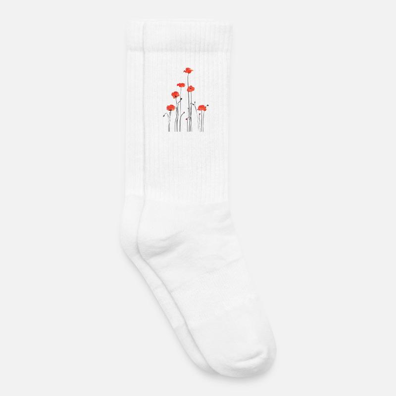 Abstrakte Mohnblumen Illustration - Kinder Tennissocken - Weiß