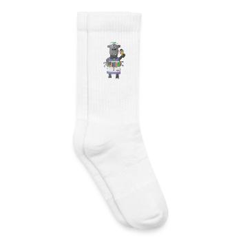 Hippopotame avec glace et anneau de nage - Chaussettes de tennis bio enfant - blanc - Droite