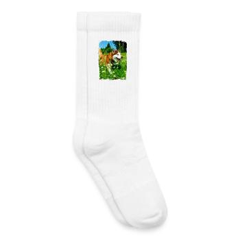 Husky im Blumenfeld - Kinder Tennissocken - Weiß - Rechts