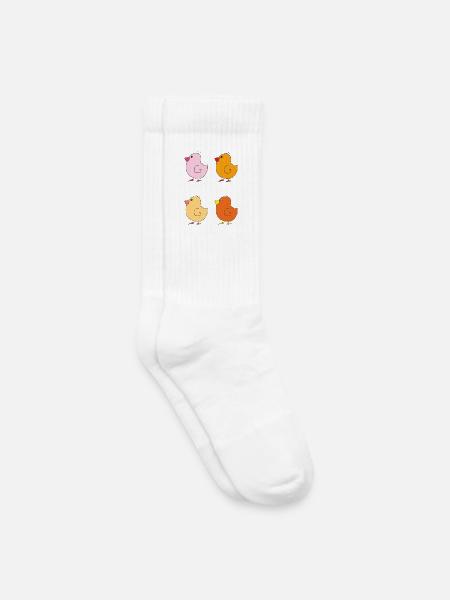 Bunte Entenküken Illustrationen - Kinder Tennissocken - Weiß