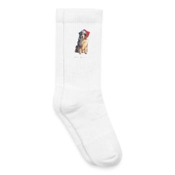 Boder Collie Weihnachts-Hund im Santa-Hut - Kinder Tennissocken - Weiß - Rechts
