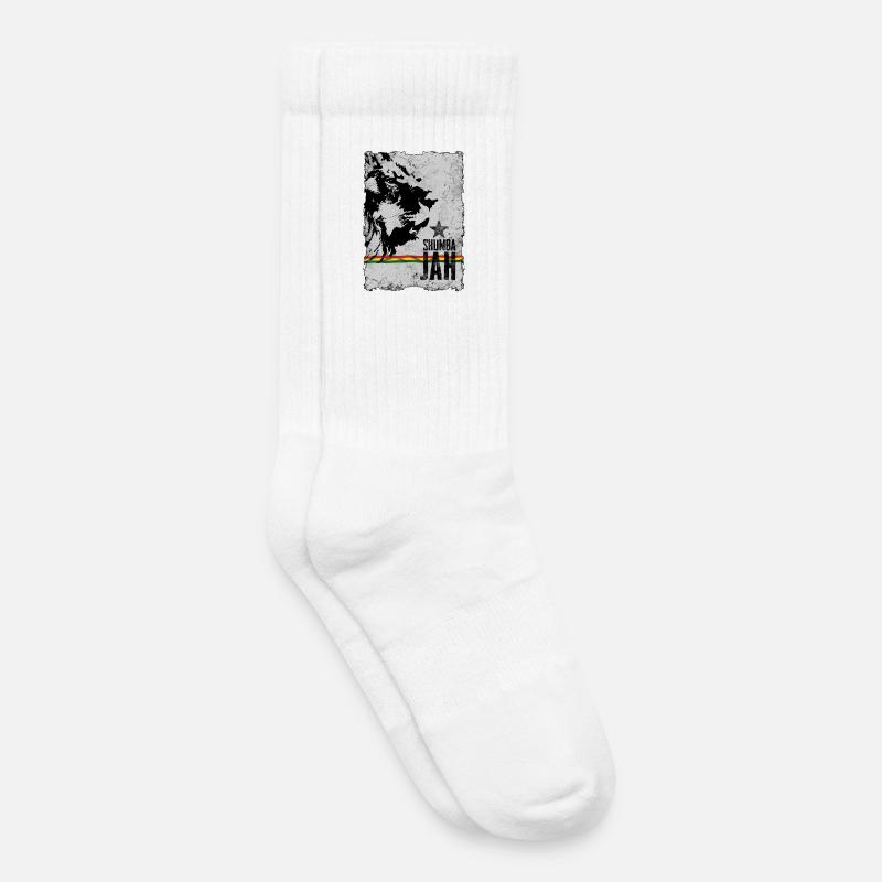 Visage de lion avec drapeau reggae - Chaussettes de tennis bio enfant - blanc
