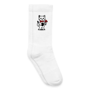Kawaii Katzenfreund mit roter Schleife - Kinder Tennissocken - Weiß - Rechts