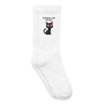 Schwarze Katze Lustiger Spruch Wochenende vorbei - Kinder Tennissocken - Weiß - Rechts