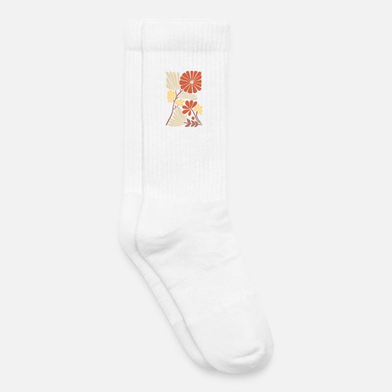Boho Floral Pattern - Kids Tennis Socks - white