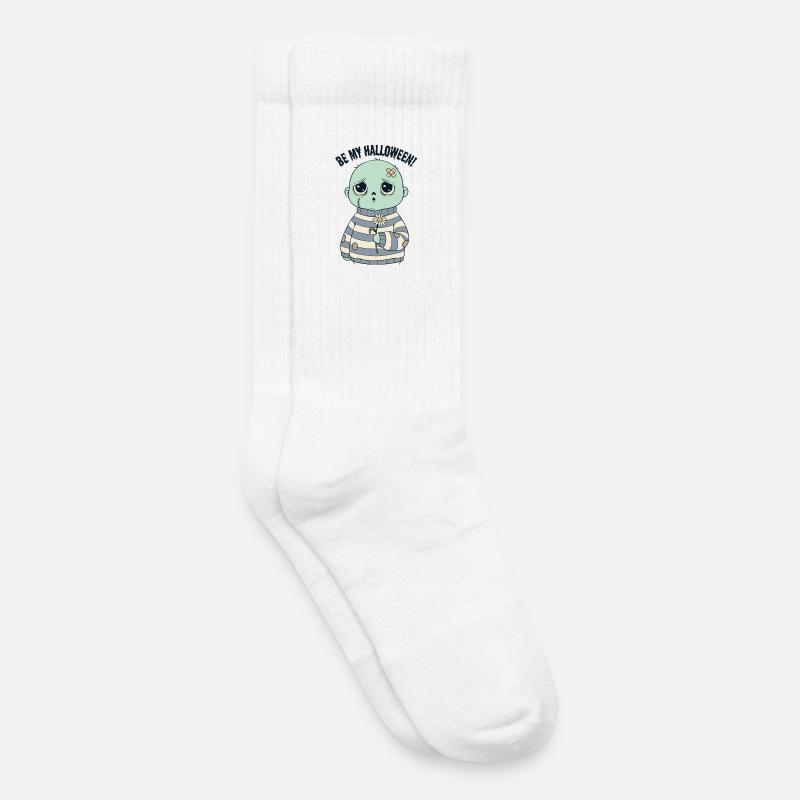 Adorable tête de mort en pull rayé - Chaussettes de tennis bio enfant - blanc