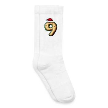 Biscuit 9 chiffres Noël - Chaussettes de tennis bio enfant - blanc - Droite