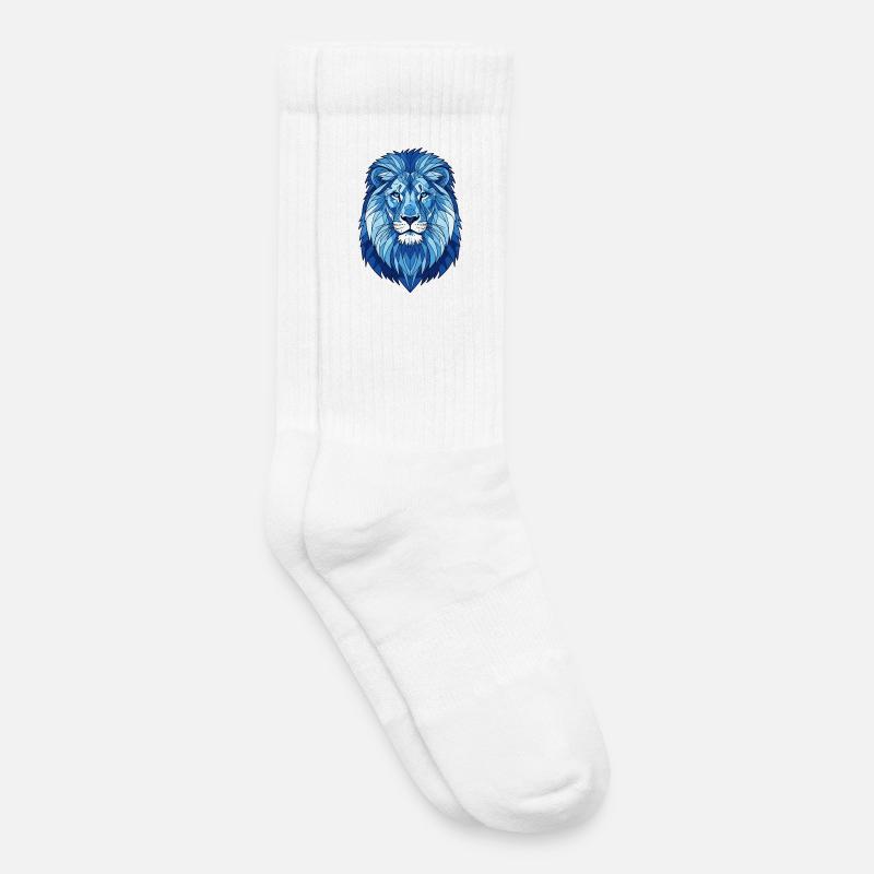 Blauer Geometrischer Löwe - Kinder Tennissocken - Weiß