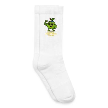 Fruity Fitness Apple Hero Musculation Dessin animé - Chaussettes de tennis bio enfant - blanc - Droite