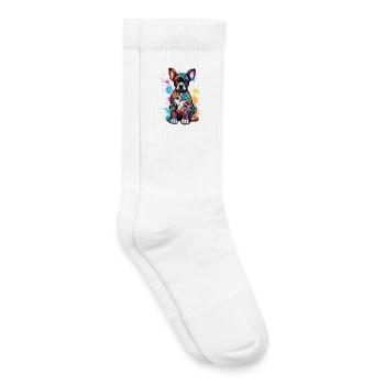 Colorful dog with paint splash - Kids Tennis Socks - white - Right