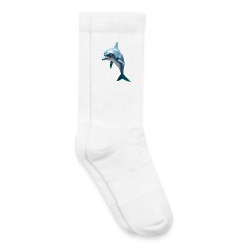 Blauer Low-Poly Delfin - Kinder Tennissocken - Weiß - Rechts