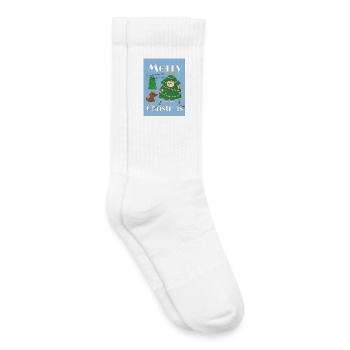 Cute Christmas Tree Illustration - Kids Tennis Socks - white - Right