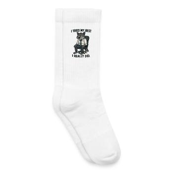 Office wolf with tie - Kids Tennis Socks - white - Right