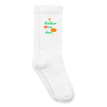 Réaliser ses rêves - Chaussettes de tennis bio enfant - blanc - Droite