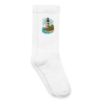 Lighthouse on the coastal path - Kids Tennis Socks - white - Right