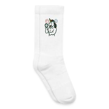 Mascotte illustrée du Temps de la Licorne Forte - Chaussettes de tennis bio enfant - blanc - Droite