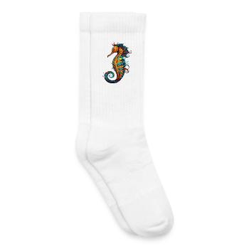 Hippocampe de bande dessinée Seahorse - Chaussettes de tennis bio enfant - blanc - Droite