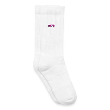 1976 Retro Neon Glitch - Kids Tennis Socks - white - Right