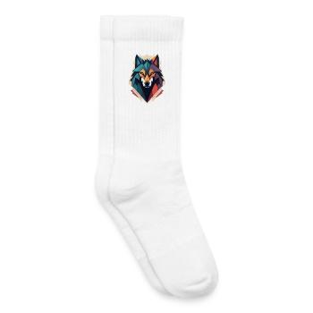 Geometrischer Wolfskopf - Kinder Tennissocken - Weiß - Rechts