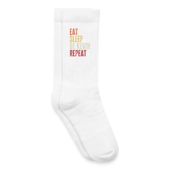 Iss, schlaf, sei Kevin, wiederhole Retro-Name - Kinder Tennissocken - Weiß - Rechts