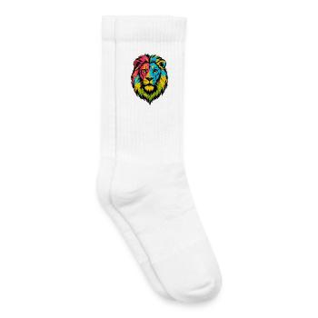 Colorful Wild Lion - Art Colors Pop - Kids Tennis Socks - white - Right