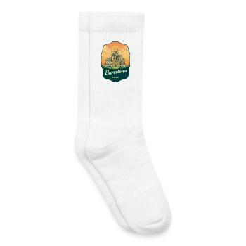 Barcelona Sagrada Familia Vintage Sunset Abzeichen - Kinder Tennissocken - Weiß - Rechts
