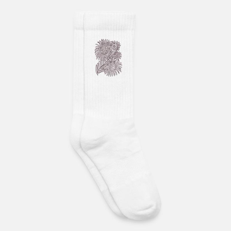 Monochrome Daisy Bloom - Kids Tennis Socks - white