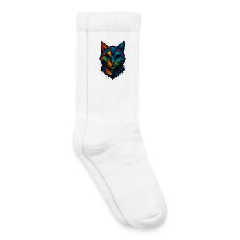 Chat Low Poly - Geometric Mesh Polygonal Art Desig - Chaussettes de tennis bio enfant - blanc - Droite