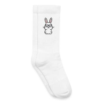 Kaninchen mit Brille  - Kinder Tennissocken - Weiß - Rechts